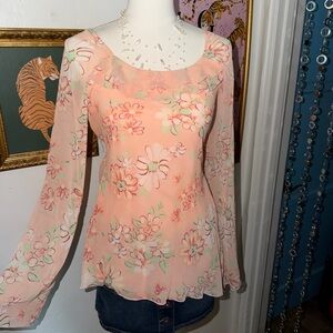 Limited Too Peach Floral Blouse